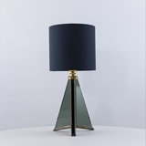 VINTAGE TABLE LAMP IN GLASS WITH BRASS PARTS